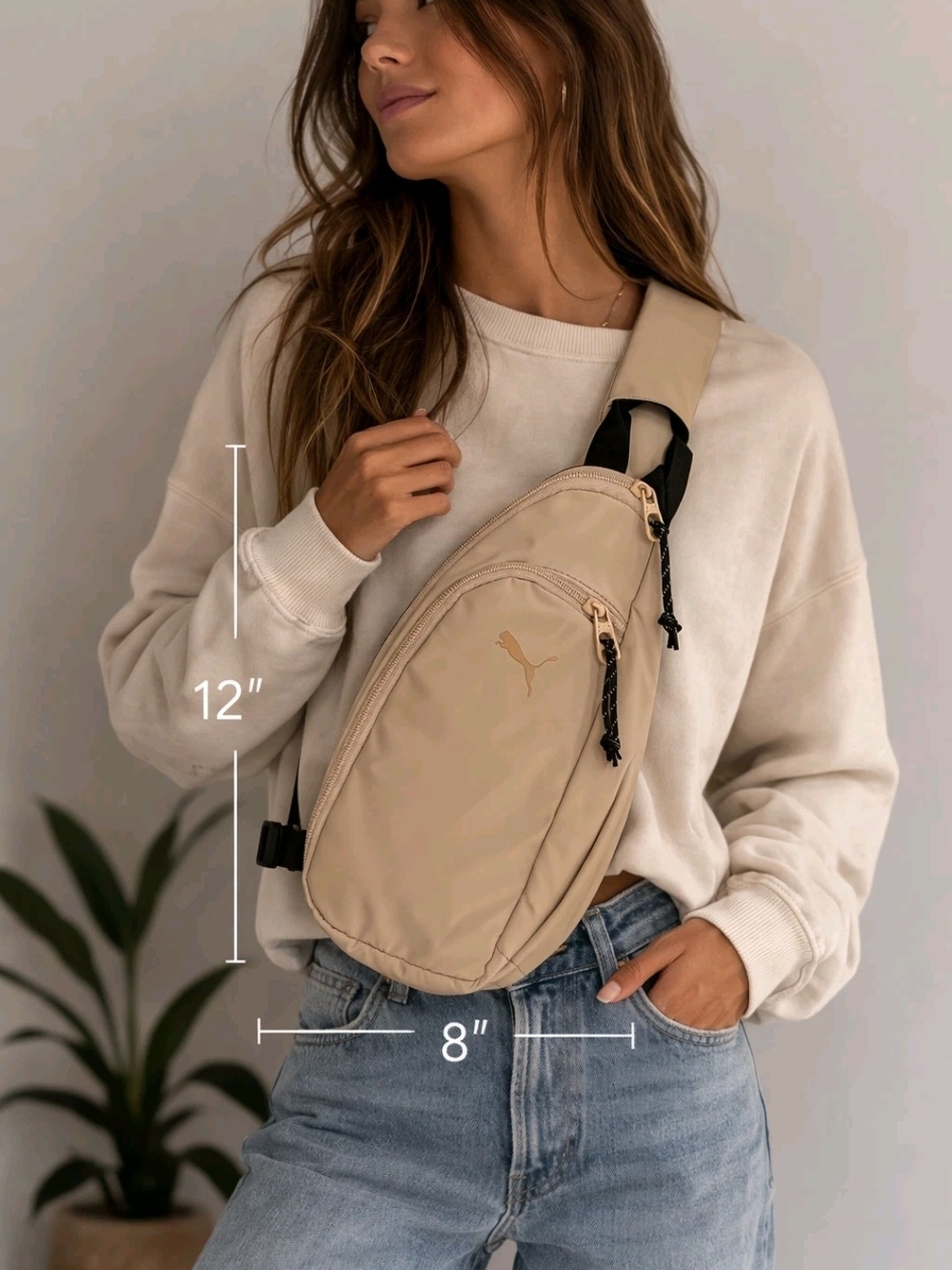 PUMA Myraid Sling Bag in Light Beige